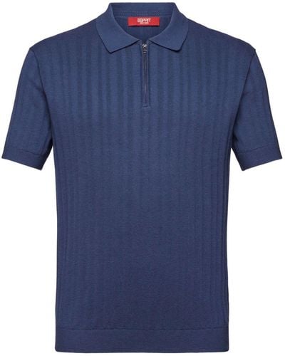 Esprit Poloshirt Met Slim Fit - Blauw