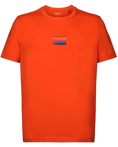 Esprit T-shirt en jersey à imprimé - Orange