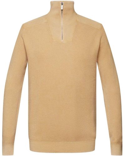 Esprit Pullover mit halbem Zipper - Natur