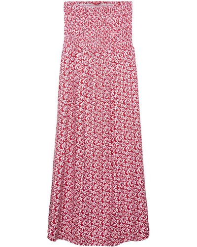 Esprit Strandkleid Tube-Kleid in Midilänge mit gesmokten Details - Pink
