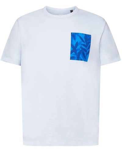Esprit T-shirt en jersey à imprimé sur la poitrine - Bleu