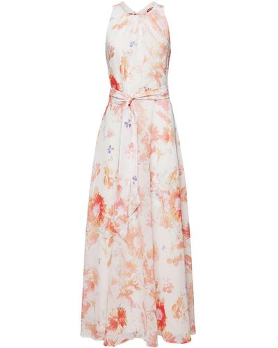 Esprit Chiffon Midi-jurk Met Print - Roze
