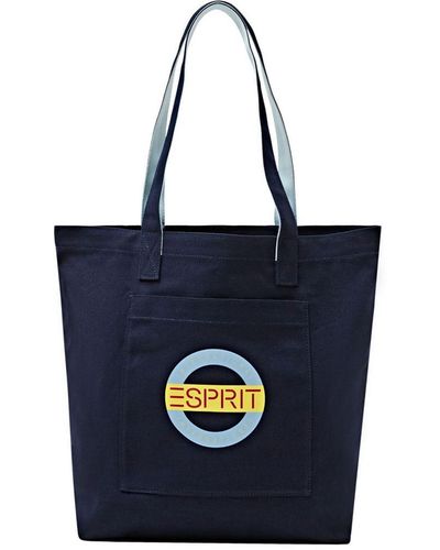 Esprit Canvas Tote Bag Met Logo - Blauw