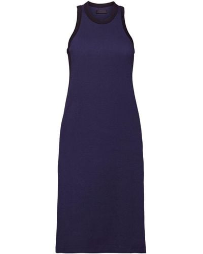 Esprit Geribde Jersey Midi-jurk Van Stretchkatoen - Blauw