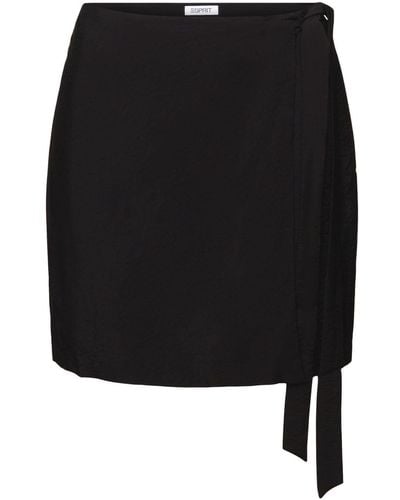 Esprit Mini-jupe portefeuille froissée - Noir