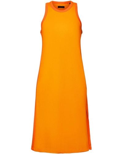 Esprit Geribde Jersey Midi-jurk Van Stretchkatoen - Oranje