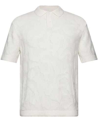 Esprit Poloshirt aus Bouclé - Weiß
