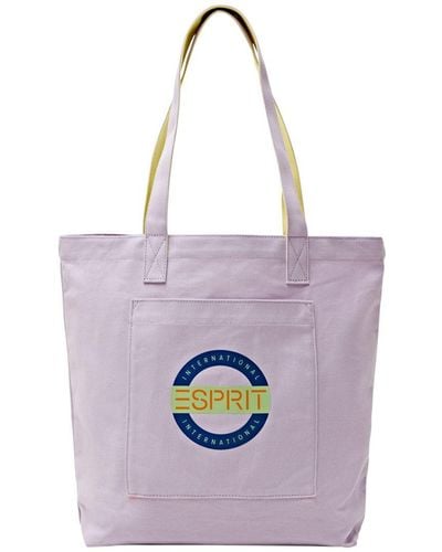 Esprit Canvas Tote Bag Met Logo - Paars
