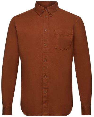 Esprit Twill Regular Fit-overhemd - Bruin