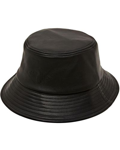 Esprit Leren Bucket Hat Met Logo - Zwart