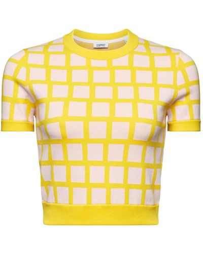 Esprit Verkürztes Pullover-T-Shirt im Jacquard-Design - Gelb