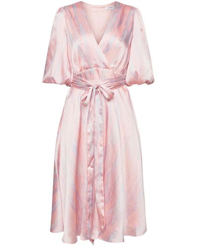 Esprit Midi-jurk Met Pofmouwen - Roze
