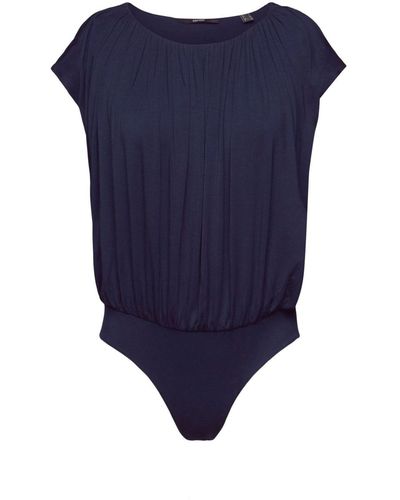 Esprit Bodysuit Met Gerimpeld Detail - Blauw