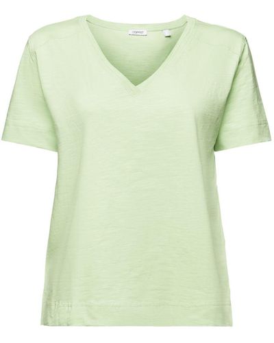 Esprit Jersey T-shirt Met V-hals - Groen
