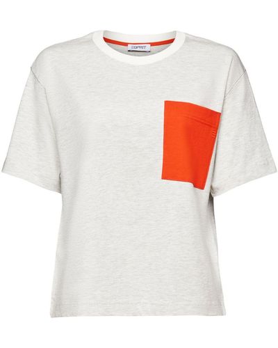 Esprit Meliertes T-Shirt mit Rundhalsausschnitt - Weiß
