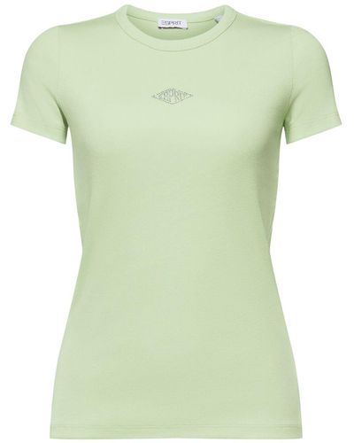 Esprit T-shirt Met Logo En Strassteentjes - Groen