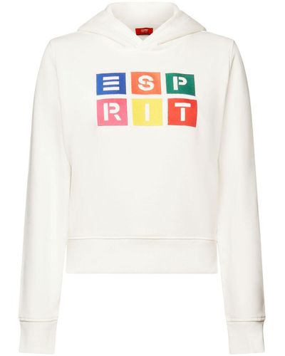 Esprit Sweat à capuche en coton biologique orné d'un logo brodé - Blanc
