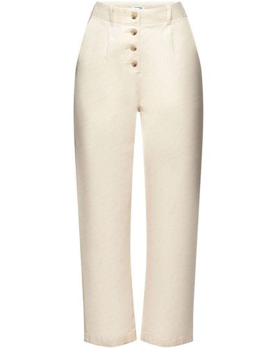Esprit Hose mit geknöpftem Bund aus Baumwolle-Leinen-Mix - Weiß