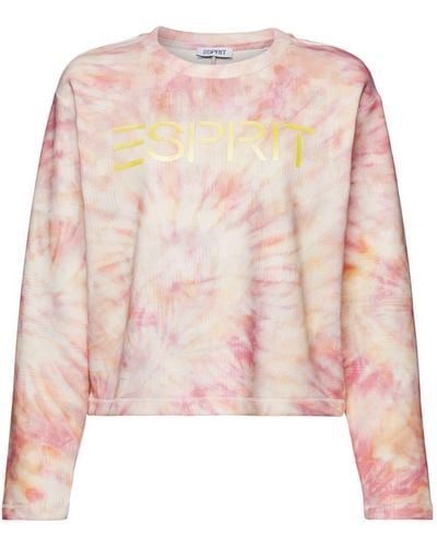 Esprit Sweatshirt Met Print En Logo - Roze