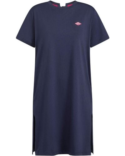 Esprit Midikleid Kleid aus Baumwolljersey mit Stickerei - Blau