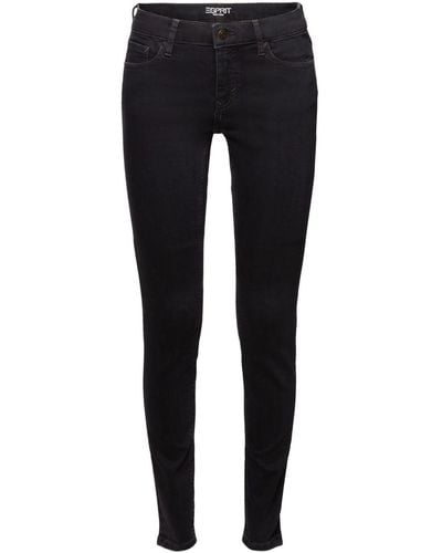 Esprit Gerecycled: Skinny Jeans Met Middelhoge Taille - Zwart