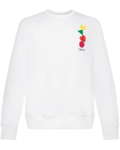 Esprit Sweat-shirt à logo brodé - Blanc