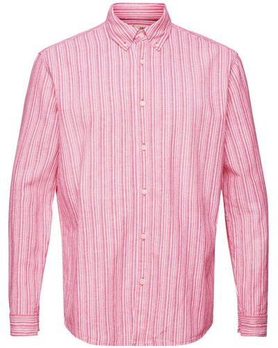 Esprit Gestreept Shirt Met Linnen - Roze