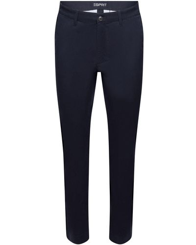 Esprit Pantalon chino slim en twill de coton - Bleu