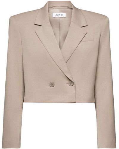 Esprit Doppelreihiger Blazer in verkürzter Länge - Natur