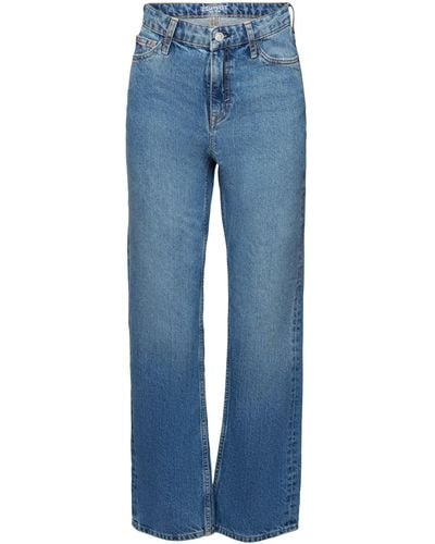 Esprit Retro-Jeans mit gerader Passform und hohem Bund - Blau