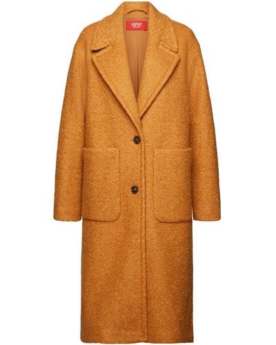 Esprit Manteau en laine bouclée mélangée - Orange