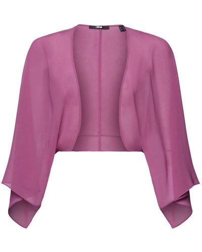 Esprit Cardigan en mousseline de style châle - Violet