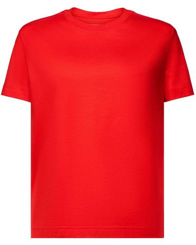 Esprit T-Shirt aus Pima-Baumwolle mit Rundhalsausschnitt (1-tlg) - Rot
