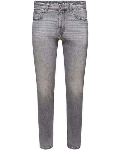 Esprit Schmal zulaufende Jeans mit mittelhohem Bund - Grau