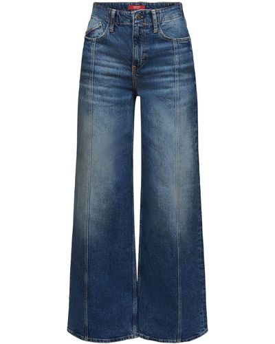Esprit Retro Jeans Met Hoge Taille En Wijde Pijpen - Blauw