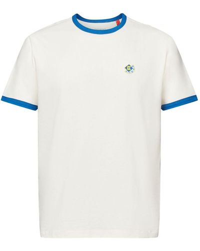 Esprit Katoenen T-shirt Met Ronde Hals En Logo - Wit