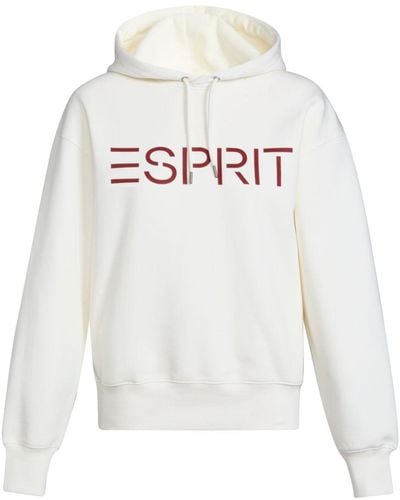 Esprit Unisex Fleece-Hoodie mit Logo - Weiß