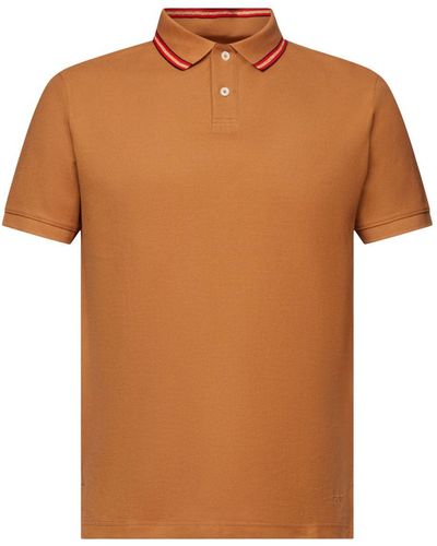 Esprit Piqué-Poloshirt mit Glitzer - Orange