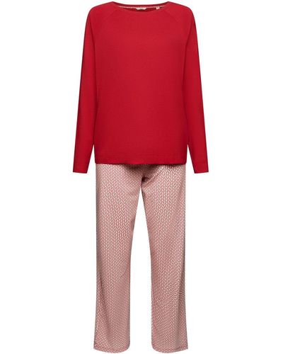 Esprit Lange Jersey Pyjama - Rood