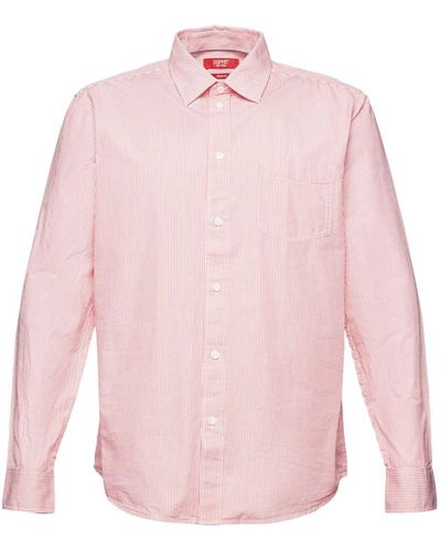Esprit Gestreept Shirt Van Katoen-popeline - Roze