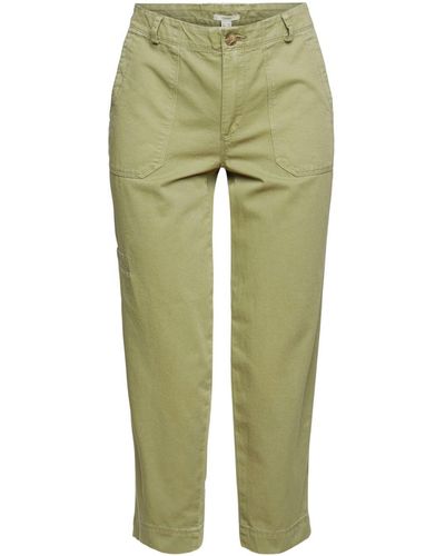 Esprit Pantalon corsaire en coton Pima - Vert