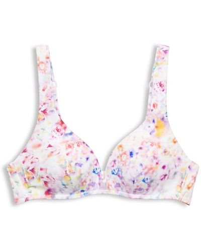 Esprit Wattiertes Bikini-Top mit floralem Print - Mehrfarbig