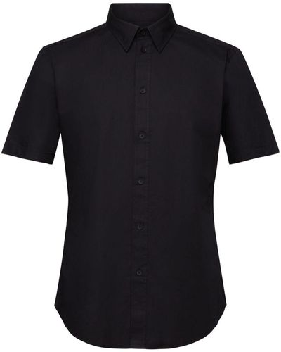 Esprit Shirt Van Katoen-popeline Met Korte Mouwen - Zwart