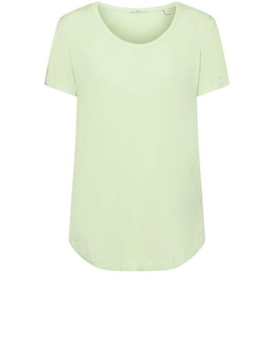 Esprit T-shirt Van Viscose Met Een Wijde Ronde Hals - Groen