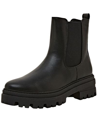 Esprit Épaisses bottines en similicuir - Noir