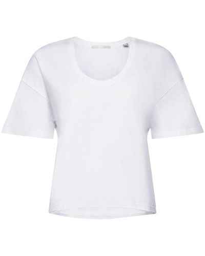 Esprit Cropped Oversized T-shirt - Wit