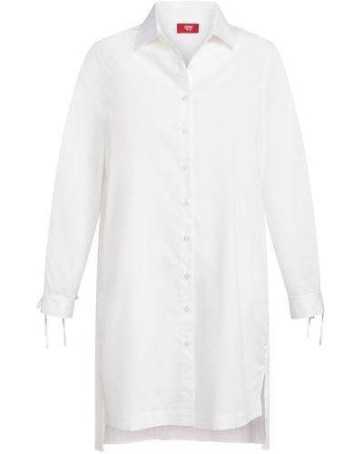 Esprit Midikleid Midi-Hemdblusenkleid in Crinkle-Optik - Weiß