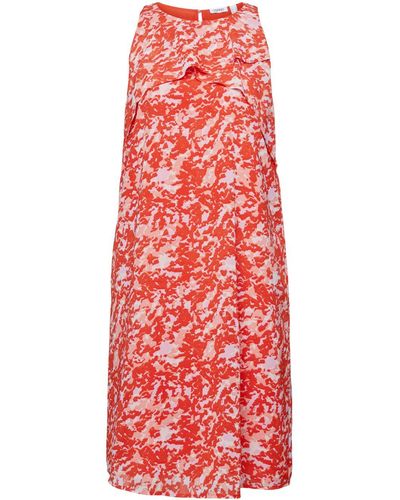Esprit Mini-robe imprimée en crêpe mousseline - Rouge