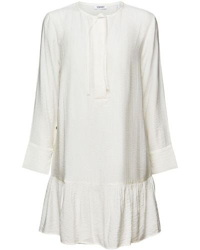 Esprit Mini-robe texturée à base volantée - Blanc
