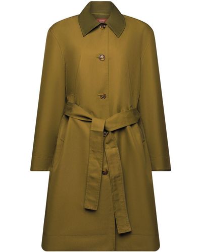 Esprit Trench-coat à ceinture en coton biologique - Vert